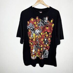 Y2K Marvel Iron Man Tony Stark T-Shirt Men's XXL Tee Shirt‎ Black Mad Engine